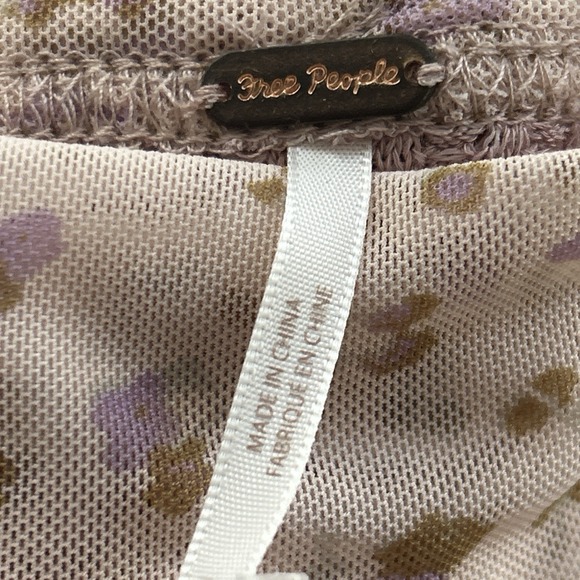 Free People Sweet Escape Thermal‎ Waffle Knit Layered Tunic Pink Floral Dress M - Picture 6 of 10